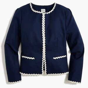 J. Crew Navy and White Women's Jacket with Rick Rack Trim NWT size 8